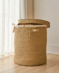 Bolga Laundry Basket with Bridge Leather Handle